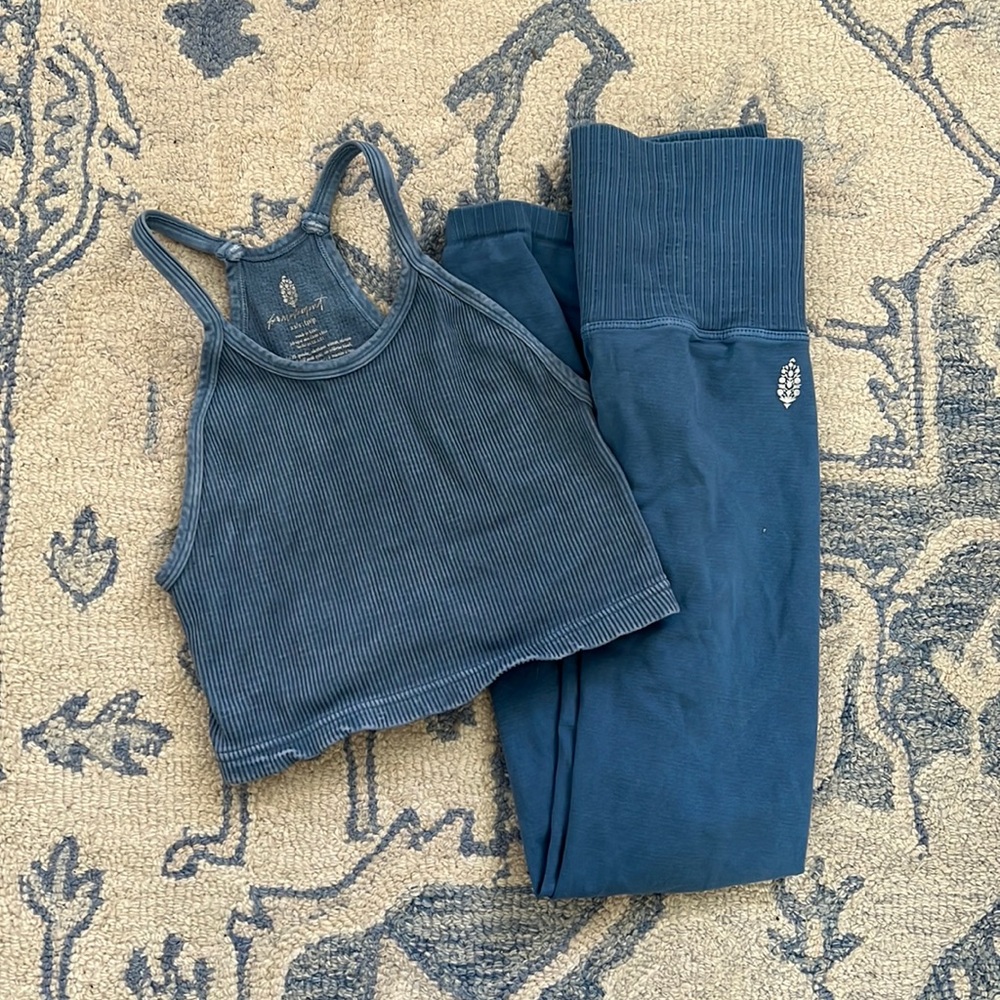 Free People Movement Set (Happiness runs tank & good karma leggings)